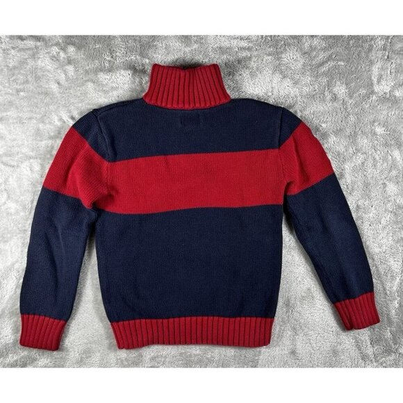 Ralph Lauren Boys’ Quarter-Zip Sweater - Red and Navy Big Pony - Size 8 - Picture 10 of 12